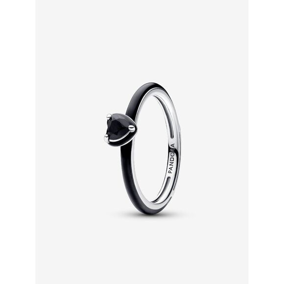 Pandora Black Chakra Heart Ring S925 Sterling Silver Black Heart Shaped Crystal - Picture 1 of 14